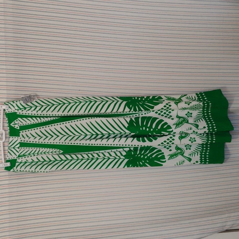 Sunburst Kiss Vibrant Green And White Side Leg Pants Size Small